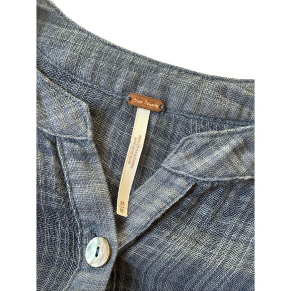 Free People Gauze Popover Tunic Button Down Shirt size M - Picture 6 of 8